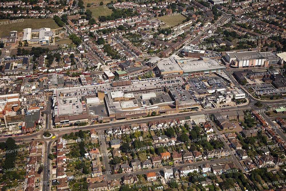 Aerial photograph of Broadway Shopping Centre