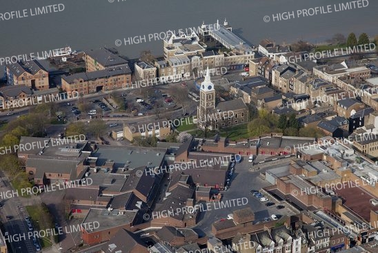 Aerial photography of St George's Church in Gravesend