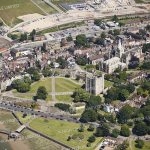 Aerial photograph of Rochester Castle and Cathedral